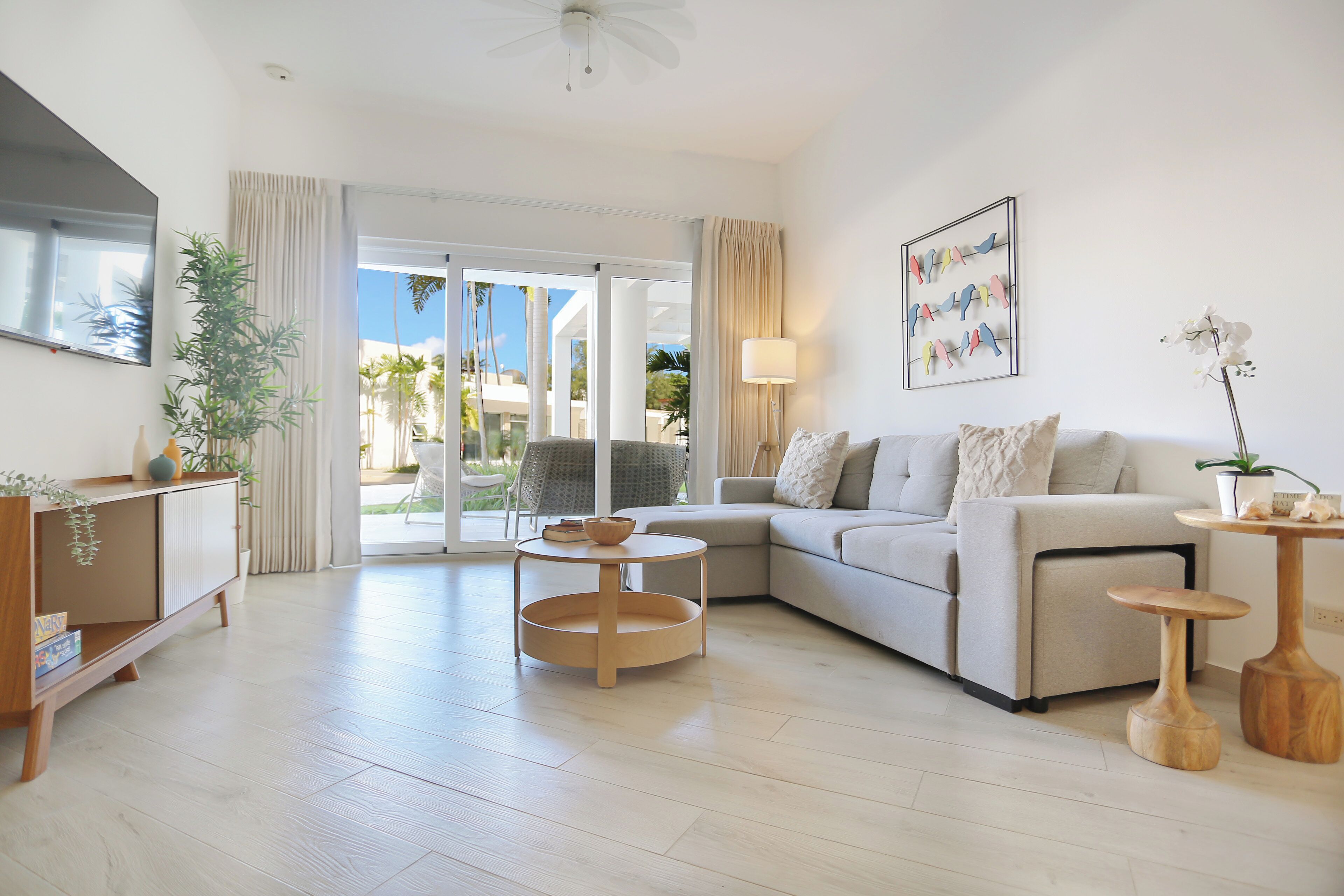 Premium Suite, 3 Bedrooms, Pool View | Living area | 55-inch Smart TV with digital channels