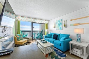 TV, fireplace - Compass Cove Resort Unit 1252 - Oceanfront (Myrtle Beach)