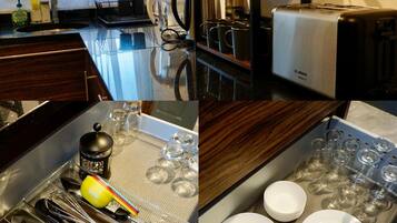 Appartement | Cuisine privée | Réfrigérateur, micro-ondes, four, plaque de cuisson