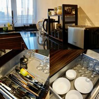 Apartment | Private kitchen | Fridge, microwave, oven, stovetop