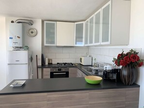 Kühlschrank, Mikrowelle, Ofen, Herdplatte