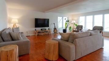 Smart TV, DVD player, books, stereo