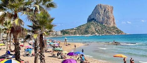 Beach nearby, sun loungers