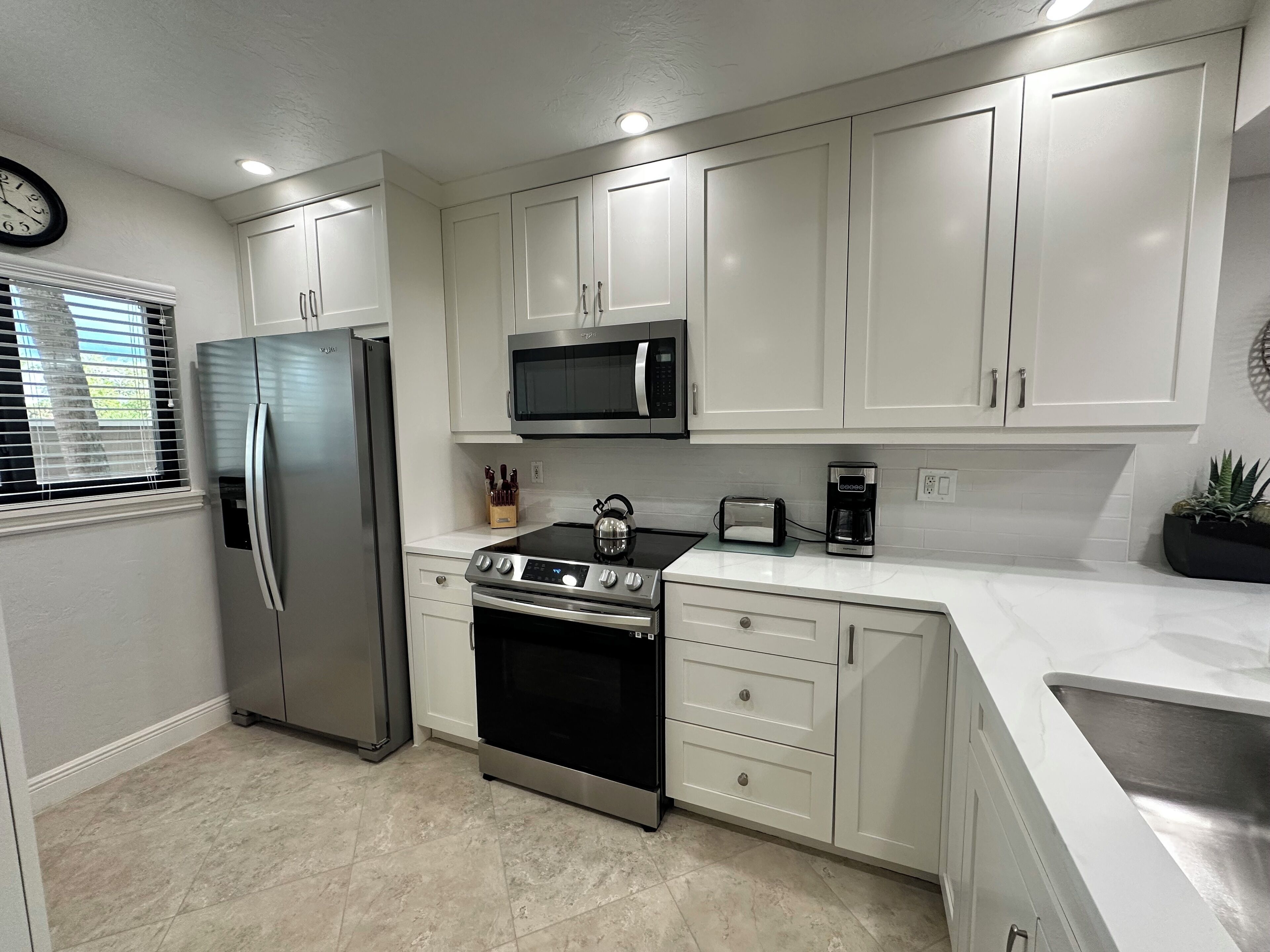 Fridge, microwave, oven, dishwasher