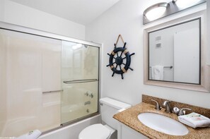 Hair dryer, towels, soap