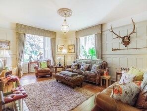 TV, fireplace - Llwynhelig House - UK46395 (Llwynhelig)