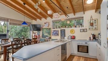 Fridge, microwave, dishwasher, toaster