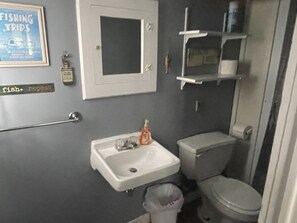 Shower - Cottage 3 is a charming 2 bedroom 25’ from your boat dock & Hamlin lake. (Ludington)