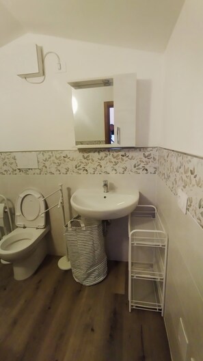 Shower, hair dryer, towels - Attic Apartment 'Casa Bel Mare' with Private Terrace and Air Conditioning (Castiglione della Pescaia)