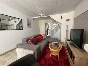 TV, DVD player, stereo
