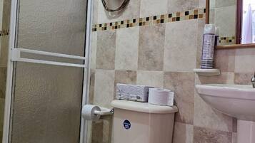 Dusche, Handtücher, Seife, Toilettenpapier