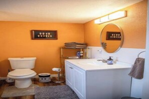 Shower, towels, soap, shampoo