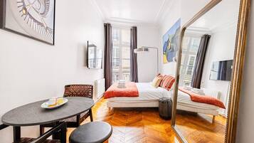 Desk, iron/ironing board, travel crib, WiFi