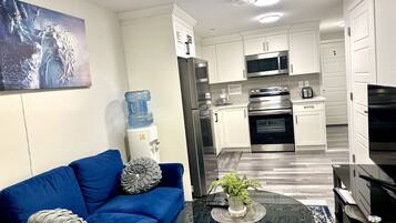 Shared fridge, microwave, coffee/tea maker, electric kettle