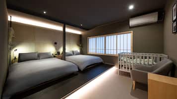 5 bedrooms, desk, blackout curtains, iron/ironing board