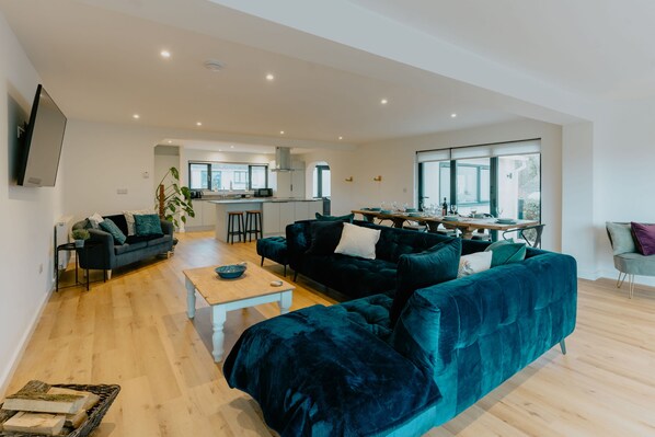 TV, fireplace - Number 8  -  a house  that sleeps 8 guests  in 4 bedrooms (Croyde)