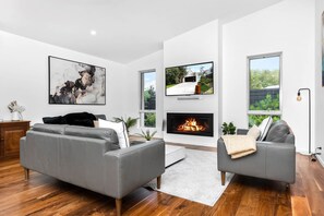 Smart TV, fireplace, video games