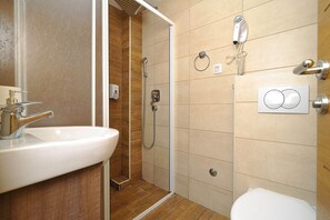 Hair dryer, towels, toilet paper