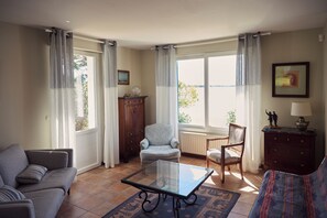 TV connectée, cheminée, lecteur de DVD, baby-foot