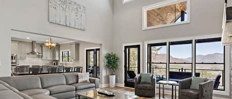 Smart TV, fireplace, foosball