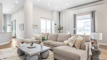 Smart TV, fireplace, foosball, table tennis