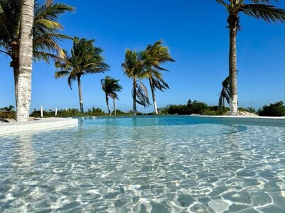 Unique Beachfront Casa Kyma, Pool, BBQ, Private Beach, San Crisanto, Yucatan