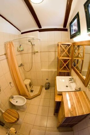 Dusche, Haartrockner, Handtücher