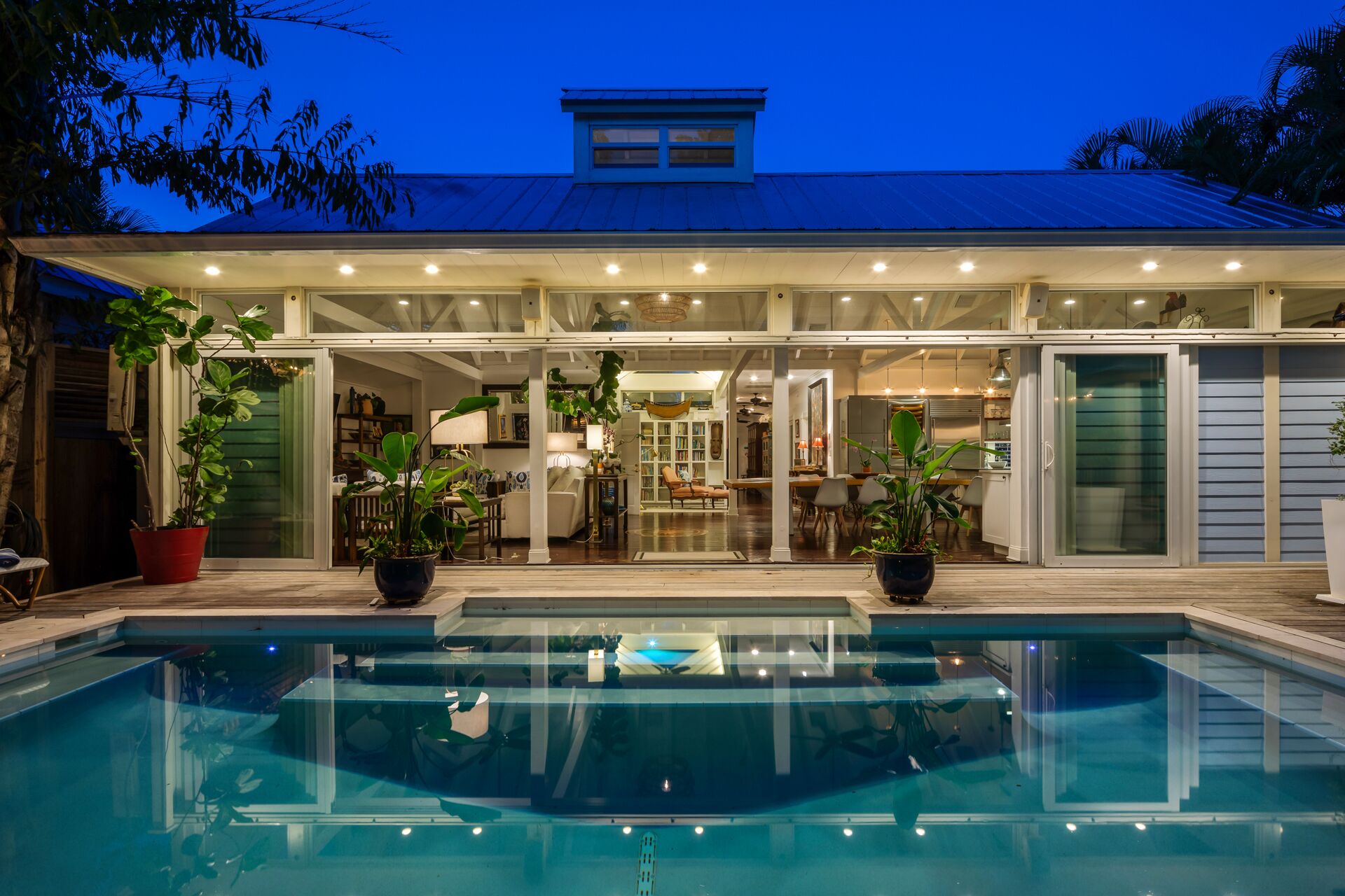 "Big Blu" is a 5-bed, 4-bath home with a heated pool in downtown Key West.