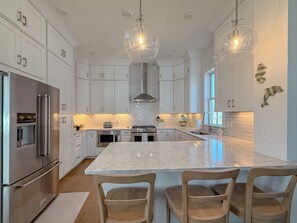Fridge, microwave, oven, stovetop - Wave Haven @ Cape Charles, a new house near a private beach & nature preserve. (Cape Charles)