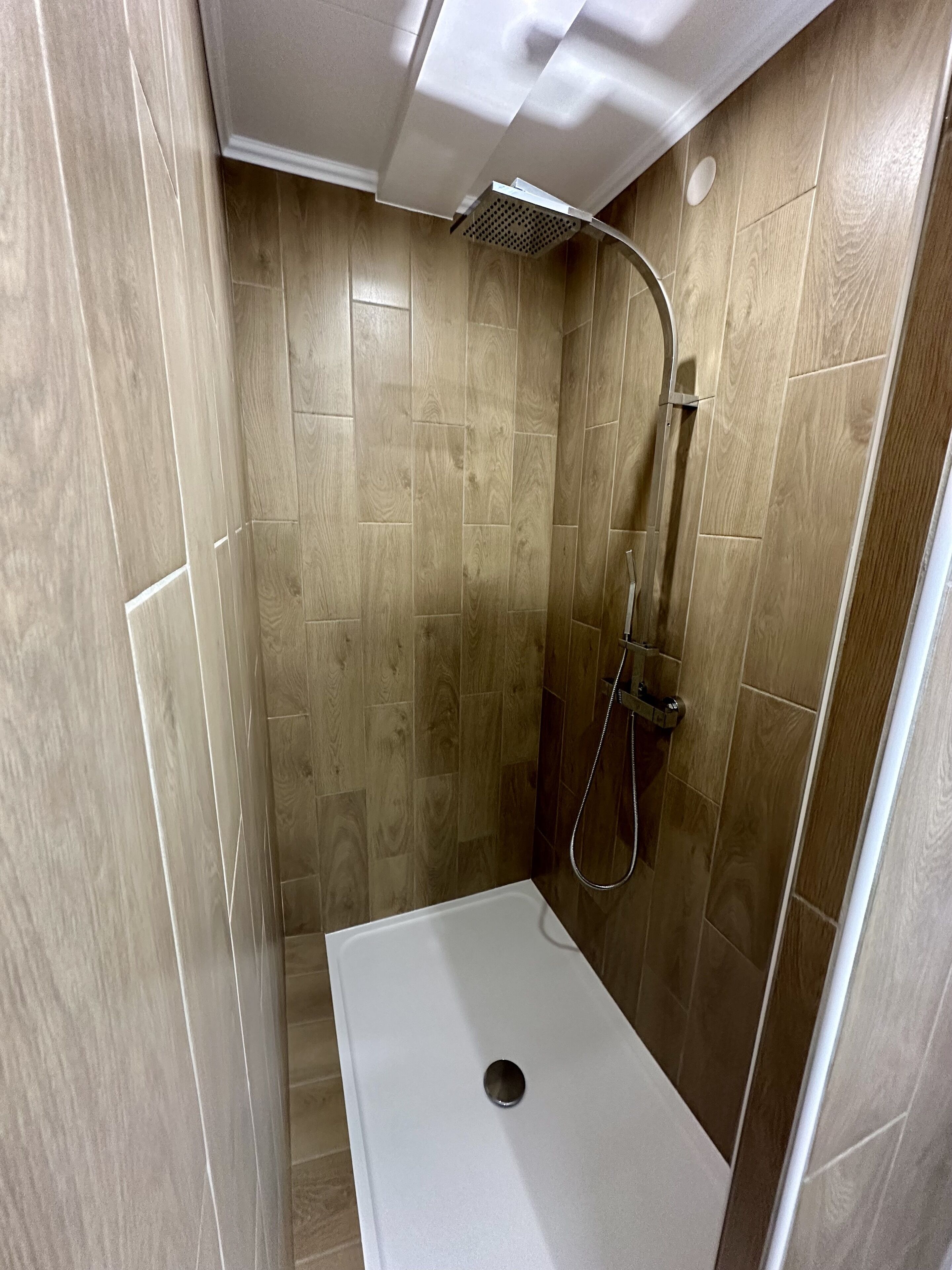 Shower, towels, toilet paper