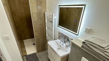 Dusche, HandtĂŒcher, Toilettenpapier