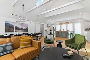 Smart TV, fireplace, video games, table football
