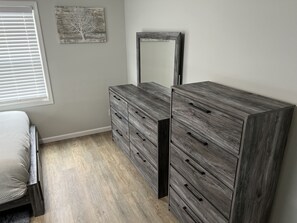 3 bedrooms, desk, iron/ironing board, travel cot