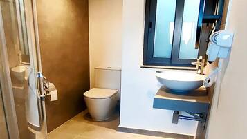 Buồng tắm vòi sen, vòi sen phun mưa, máy sấy tóc, khăn tắm