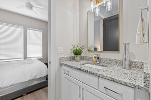 Eco-friendly toiletries, hair dryer, towels, soap