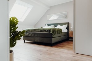 1 bedroom, desk, iron/ironing board, travel cot