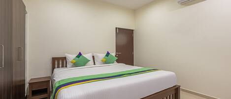 1 bedroom, desk, blackout drapes, iron/ironing board