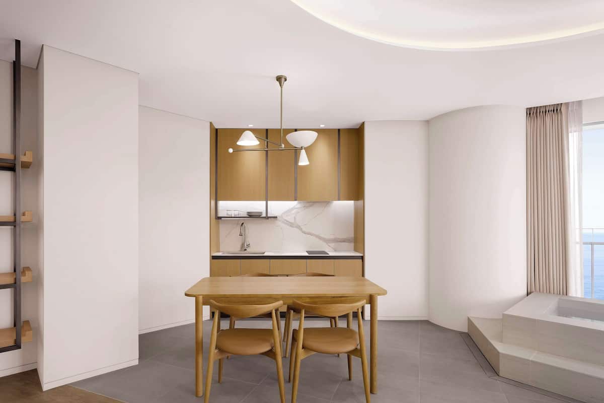 Phòng Premier, 2 giường đơn, quang cảnh biển | Bếp nhỏ riêng | Tủ lạnh, ấm điện, dụng cụ nấu nướng/bát dĩa/dao nĩa, bàn ăn