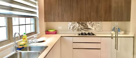 Fridge, microwave, stovetop, dishwasher