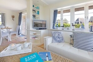 Una televisión, un reproductor de DVD, una mesa de tenis de mesa, libros