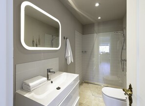 Dusche, Haartrockner, Handtücher