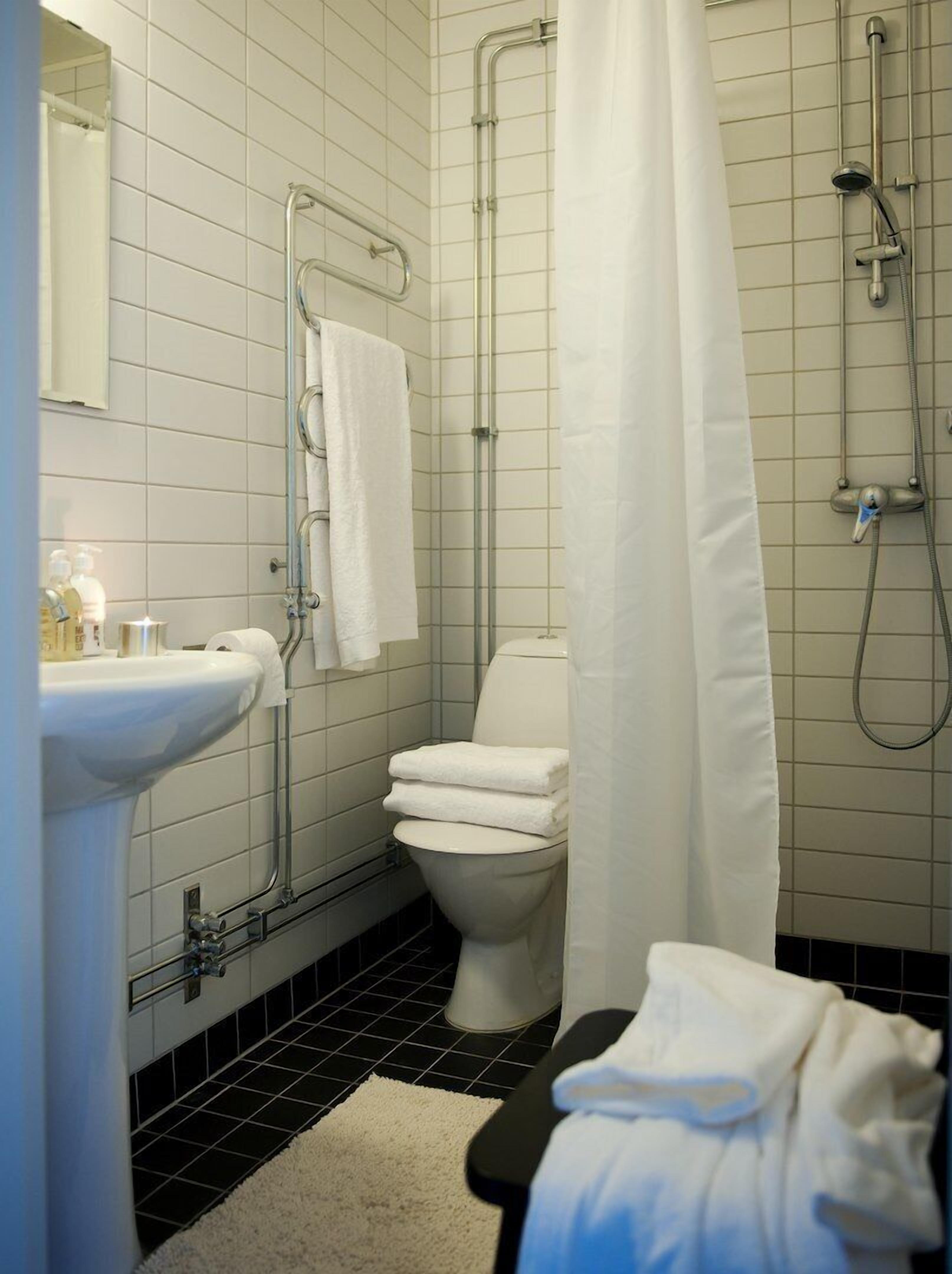 Shower, soap, toilet paper
