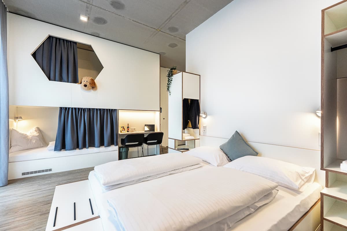 In-room safe, desk, laptop workspace, soundproofing