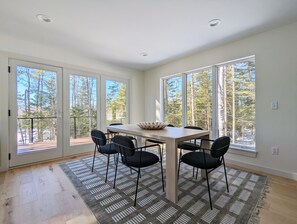 Dining - Cozy, sun filled mountain retreat w/45 private acres, hot tub, gym, car charger! (Bethel)