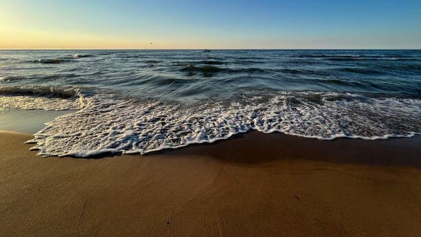 A beach with waves gently lapping onto the shore. - 15 mins to beach/Renew+Relax/Clean/ Nat’l Park!/Theater/Game Room/Pet Friendly (Gary)