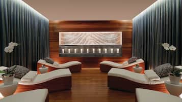 Sauna, tina de hidromasaje, baño de vapor y masajes
