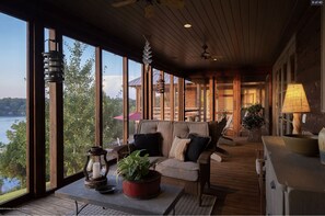 Enjoy a tranquil atmosphere with expansive views of the surrounding landscape from the large window.