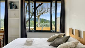 1 chambre, bureau, fer et planche à repasser, lit parapluie