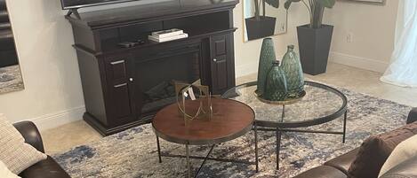 Smart TV, fireplace, printers