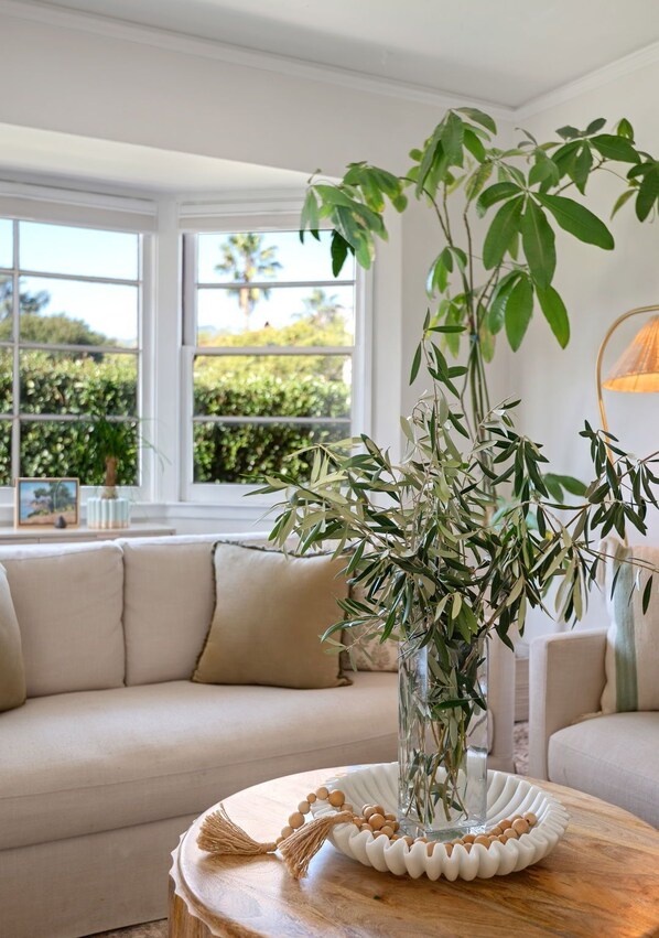 Tv, eldstad, böcker och en stereo